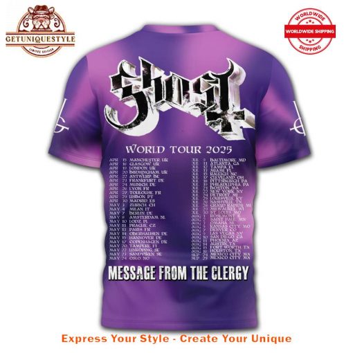 Ghost World Tour 2025 Message From The Clergy Shirt