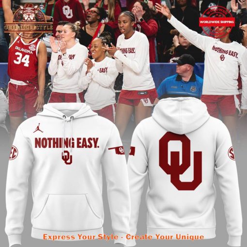 Oklahoma Sooners Nothing Easy White Hoodie