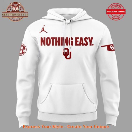 Oklahoma Sooners Nothing Easy White Hoodie