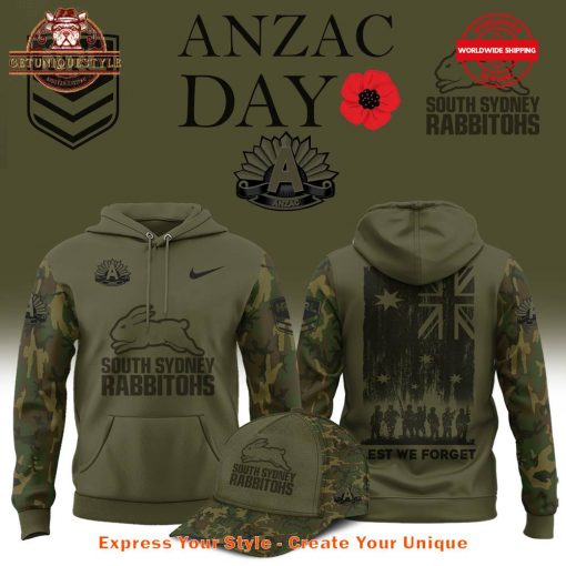 South Sydney Rabbitohs NRL ANZAC Day 2025 Limited Edition Hoodie