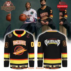 Vancouver Canucks Grizzlies Black Skate Hockey Jersey